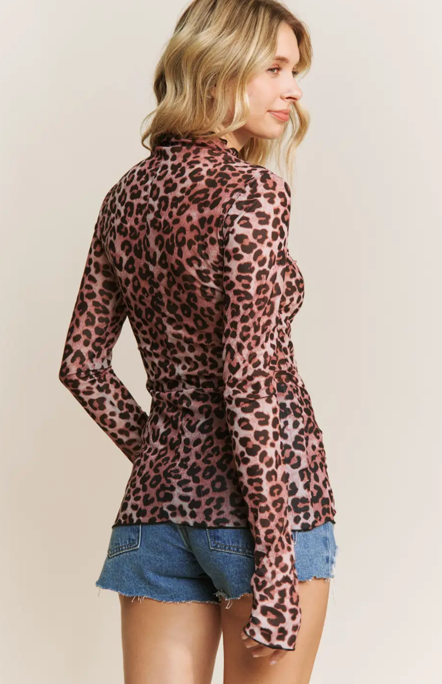 ANIMAL PRINT MESH L/SLV