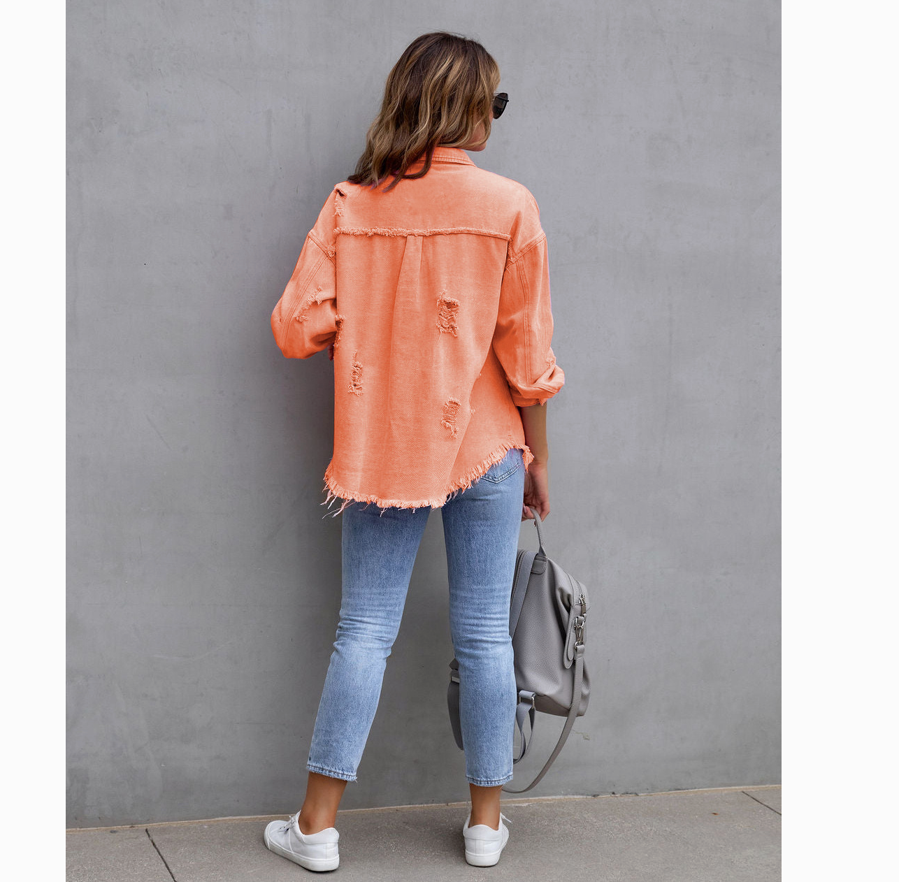 DENIM JACKET DISTRESSED TOP