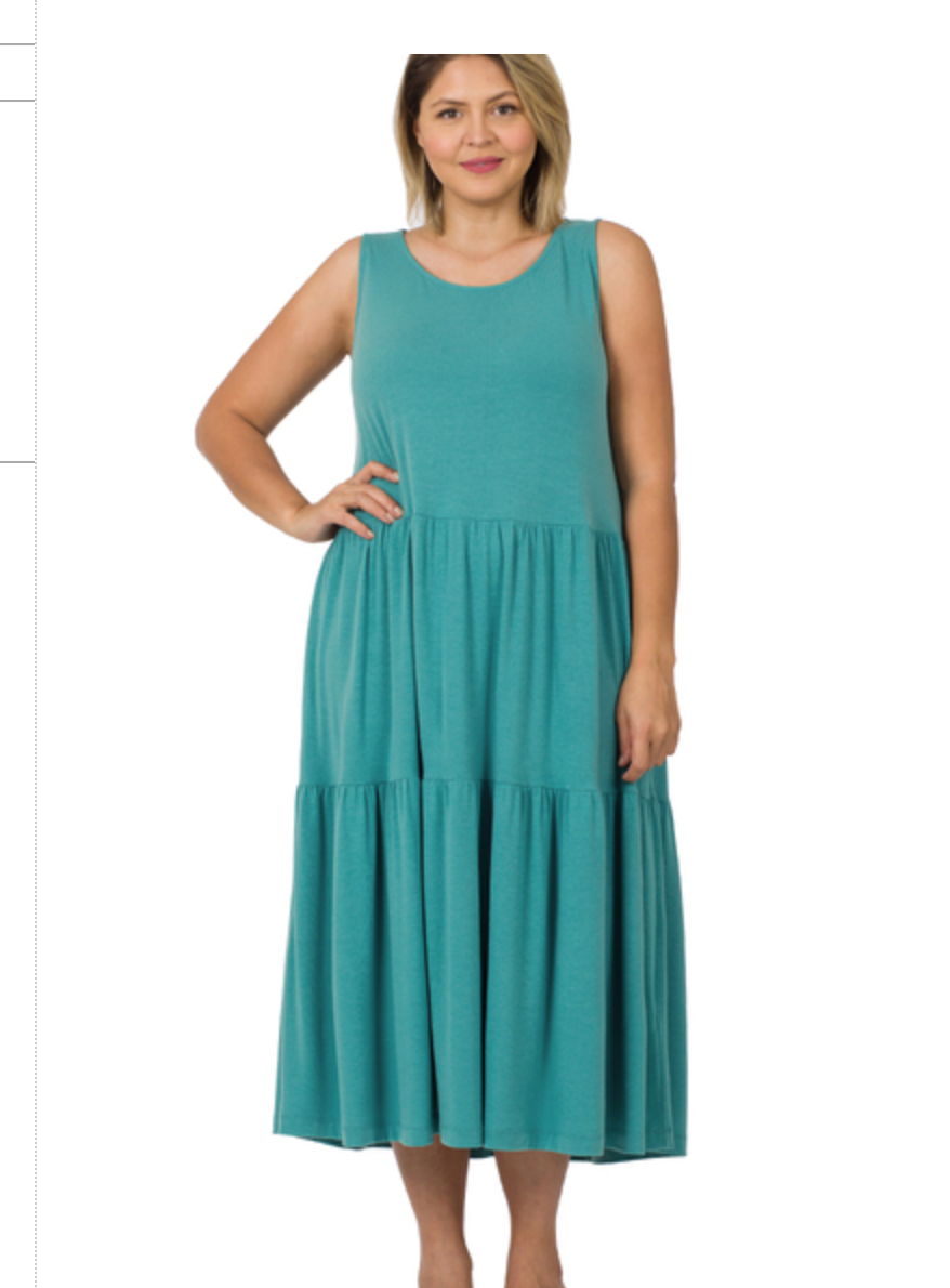 SLVLSS TIERED MIDI DRESS