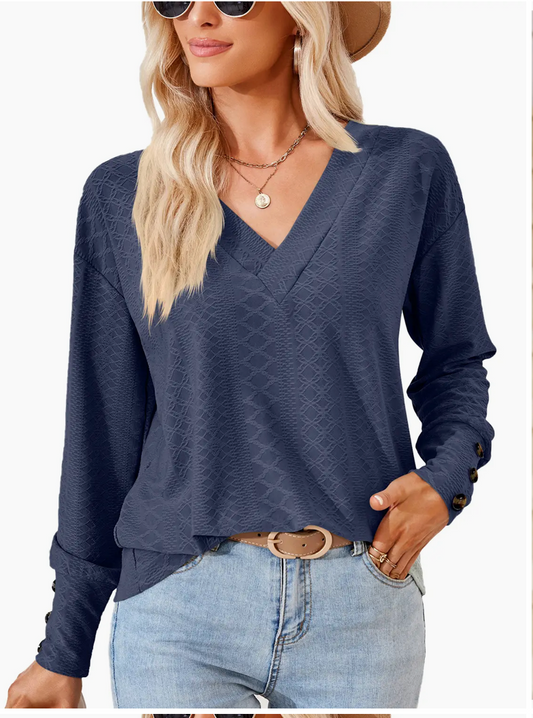 JACQUARD TOP VNECK