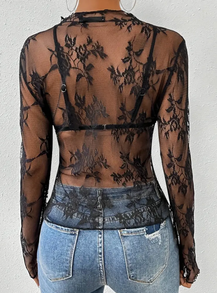 SHEER LACE LAYERING TOP
