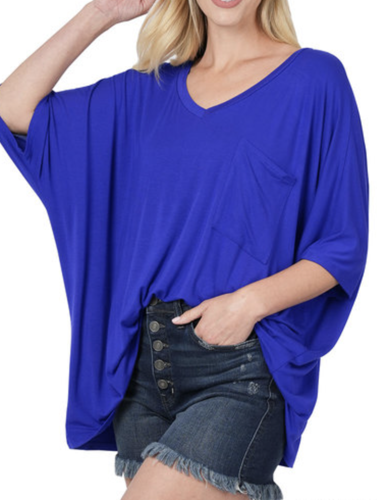 LUXE RAYON OVERSIZED POCKET TOP