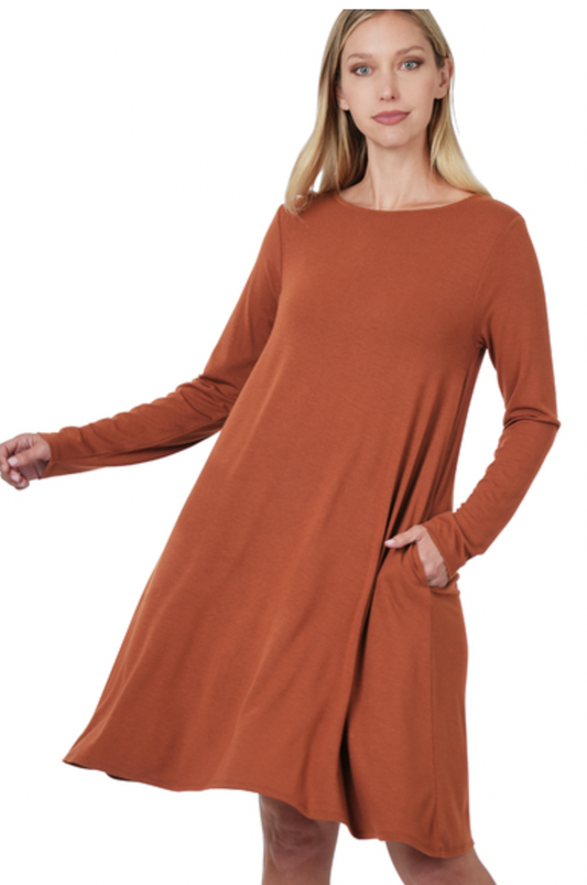 L/S FLARE DRESS