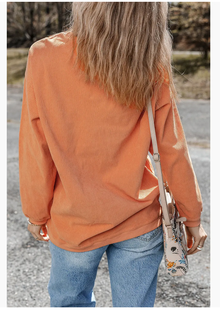 PUMPKIN CORDED PULLOVER