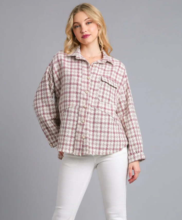 TWEED PLAID SHACKET