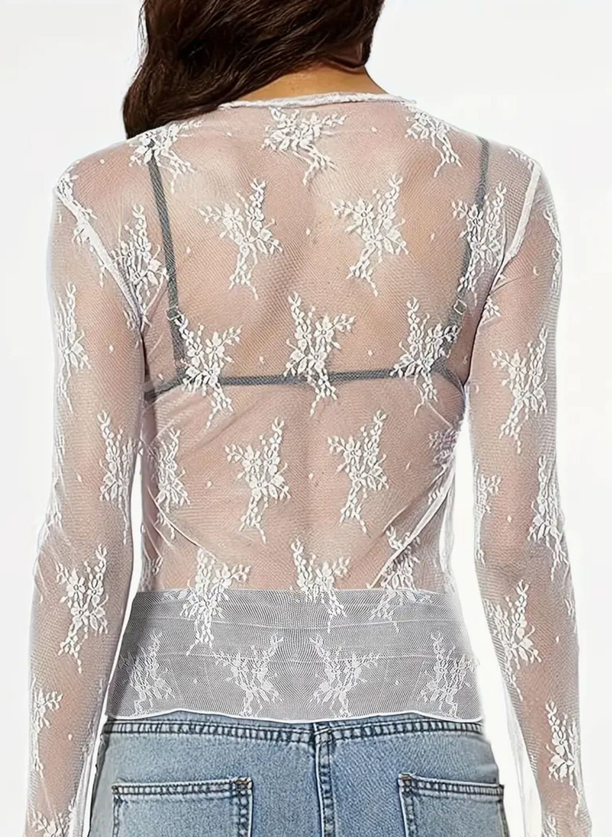 MESH MOCKNECK LACETOP