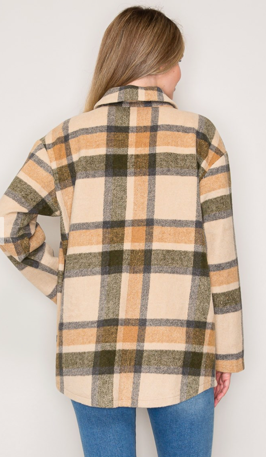 PLAID BUTTON SHACKET