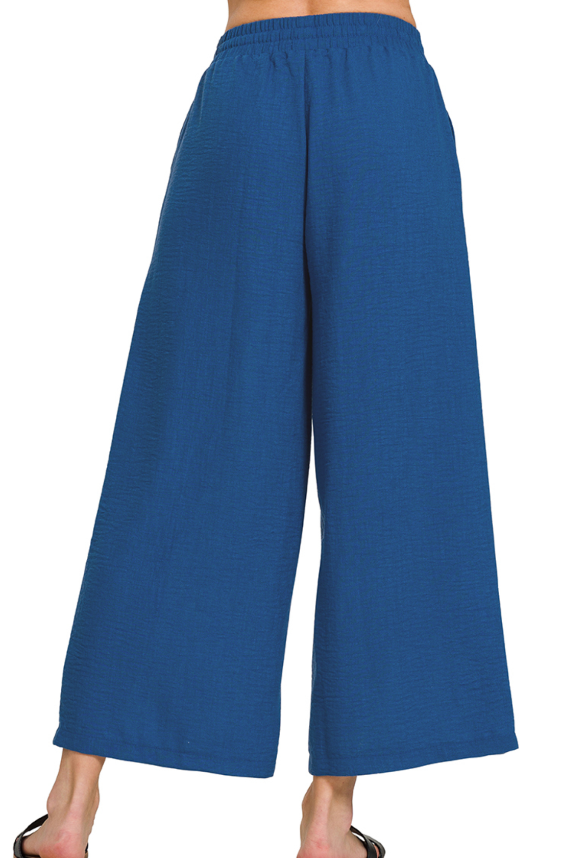 WOVEN CREPE ELASTIC WAIST CROP PANT