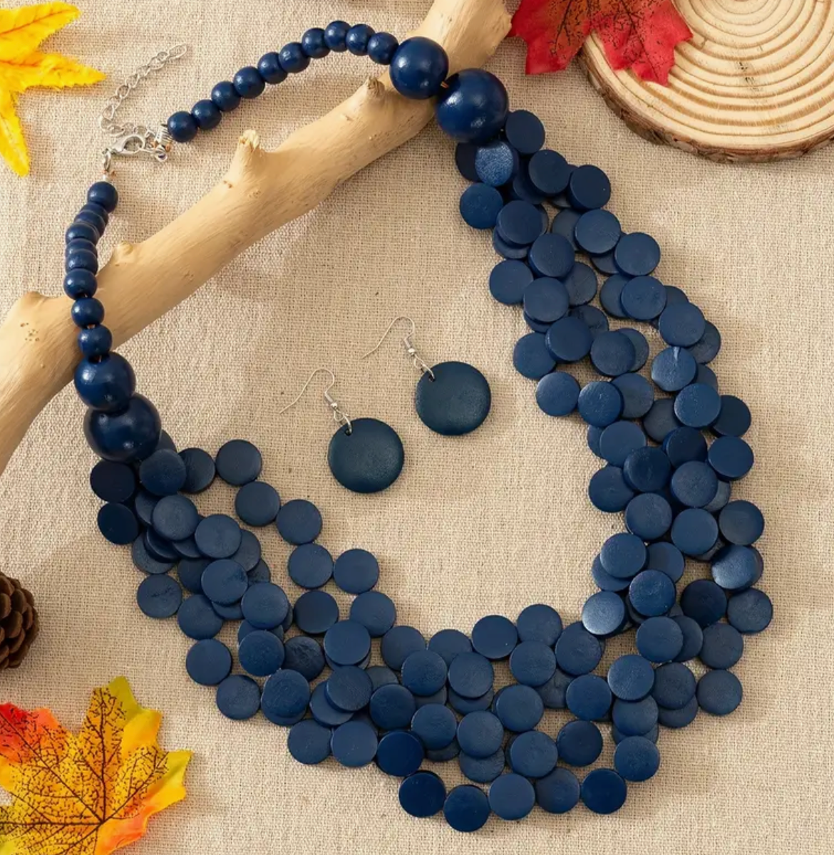 COCONUT DISK/BEAD W/EARRING
