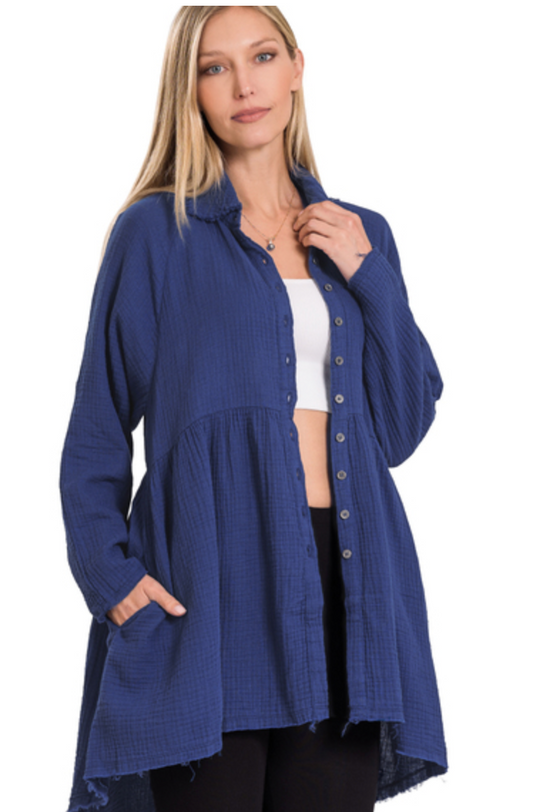 DBL GAUZE PEPLUM TOP