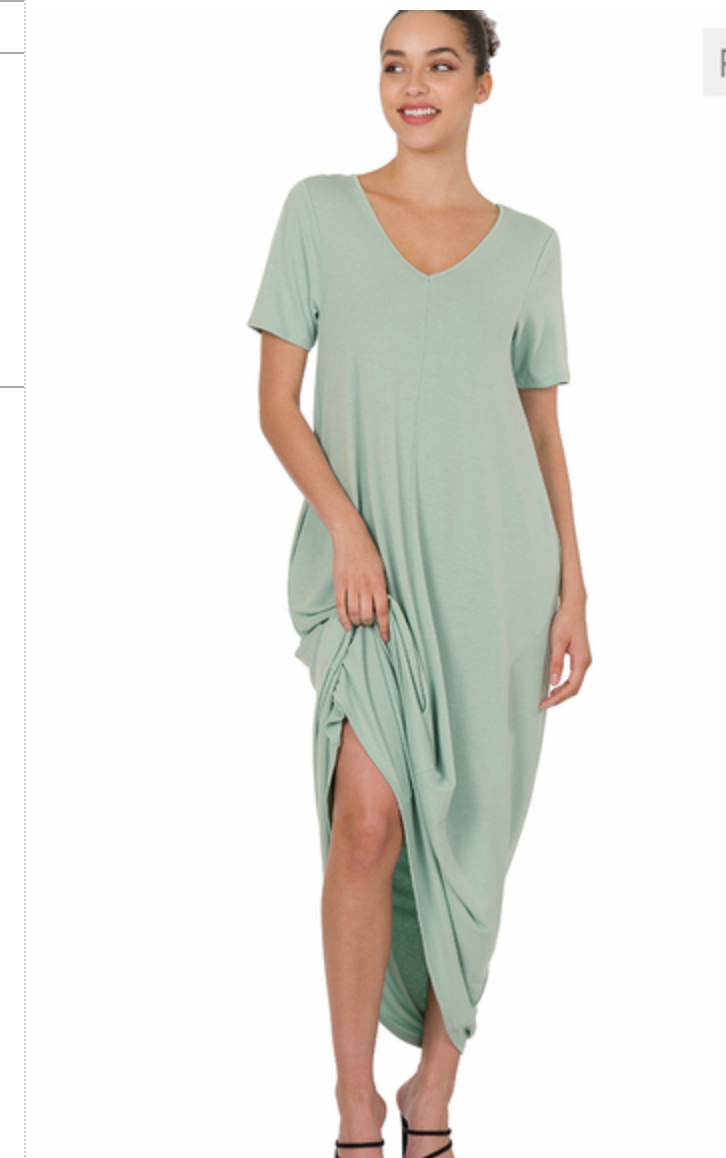 VnCK S/SLV MAXI DRESS