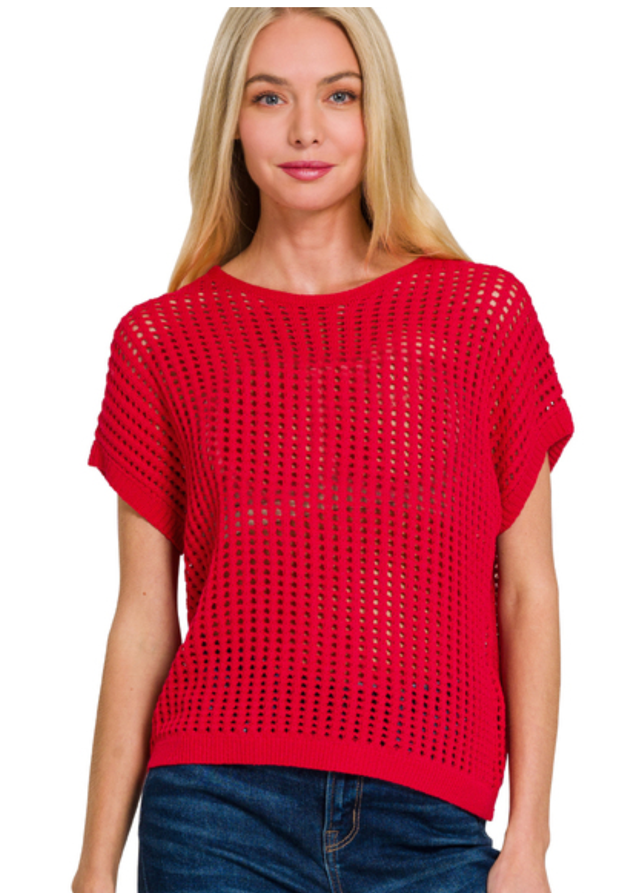 CROCHET KNIT SHEER SWEATER