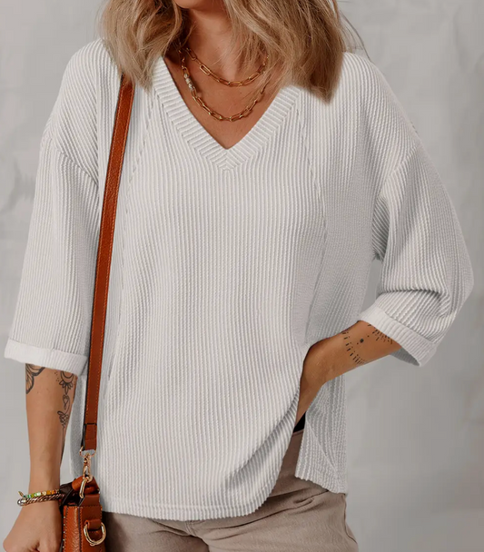 CORDED DROP SHOULDER TOP