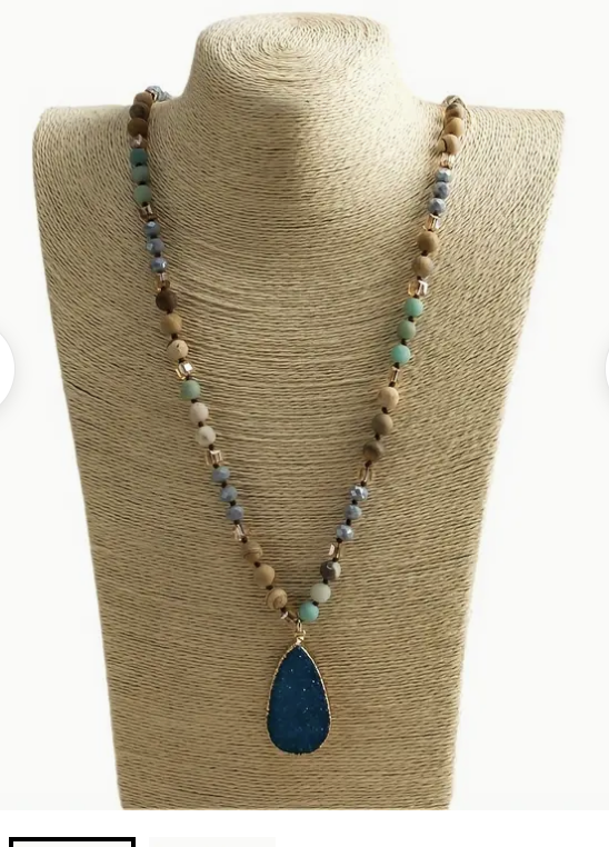 NAT STONE/GLASS VINT NKLC