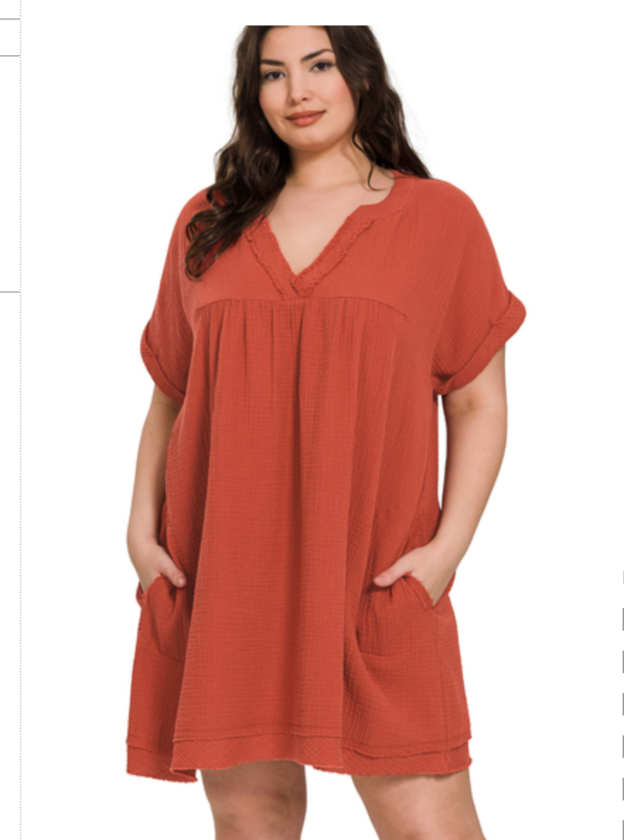 GAUZE S/SLV DRESS/TOP