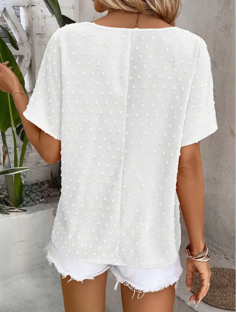 SWISS DOT VNECK TOP