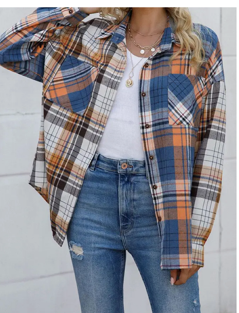 BUTTON PLAID POCKET