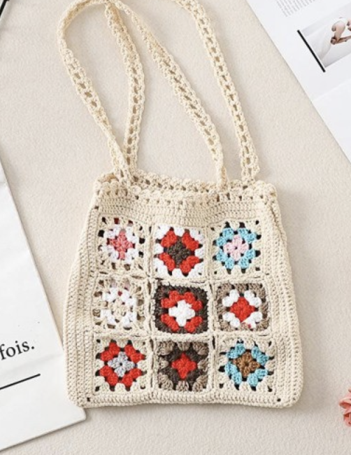 CROCHET GRANNY SQ TOTE