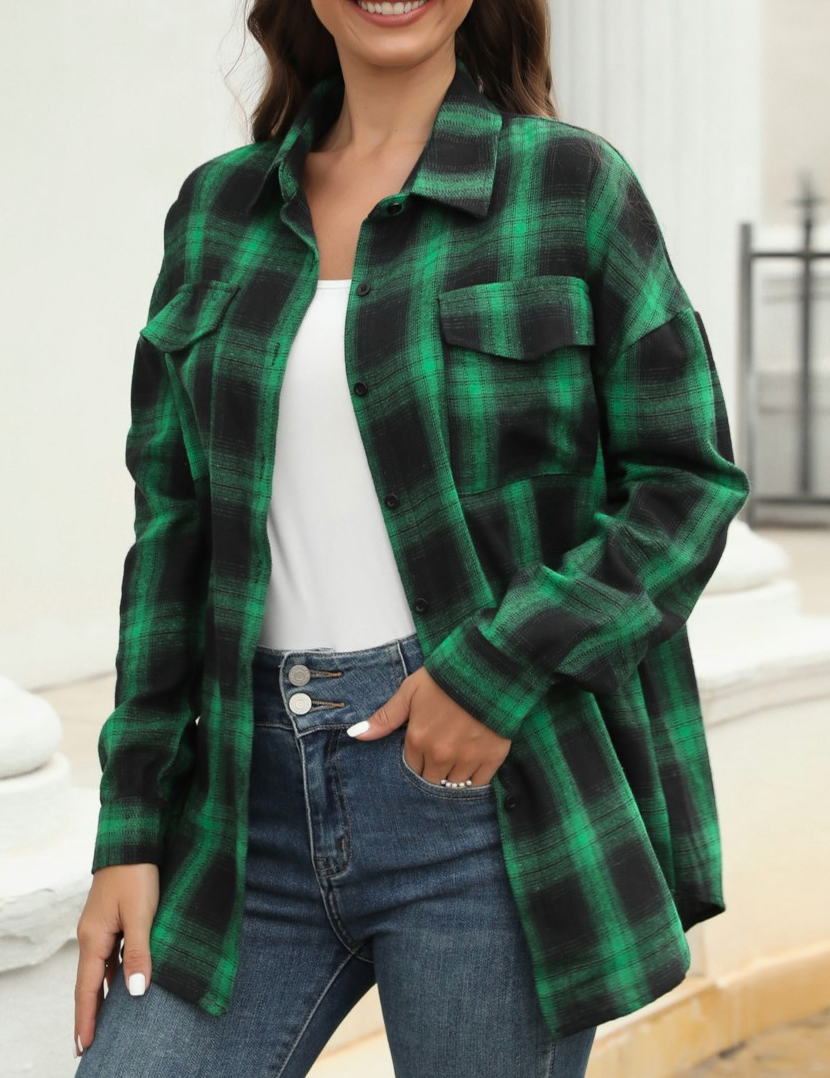 POLO COLLAR PLAID SHIRT
