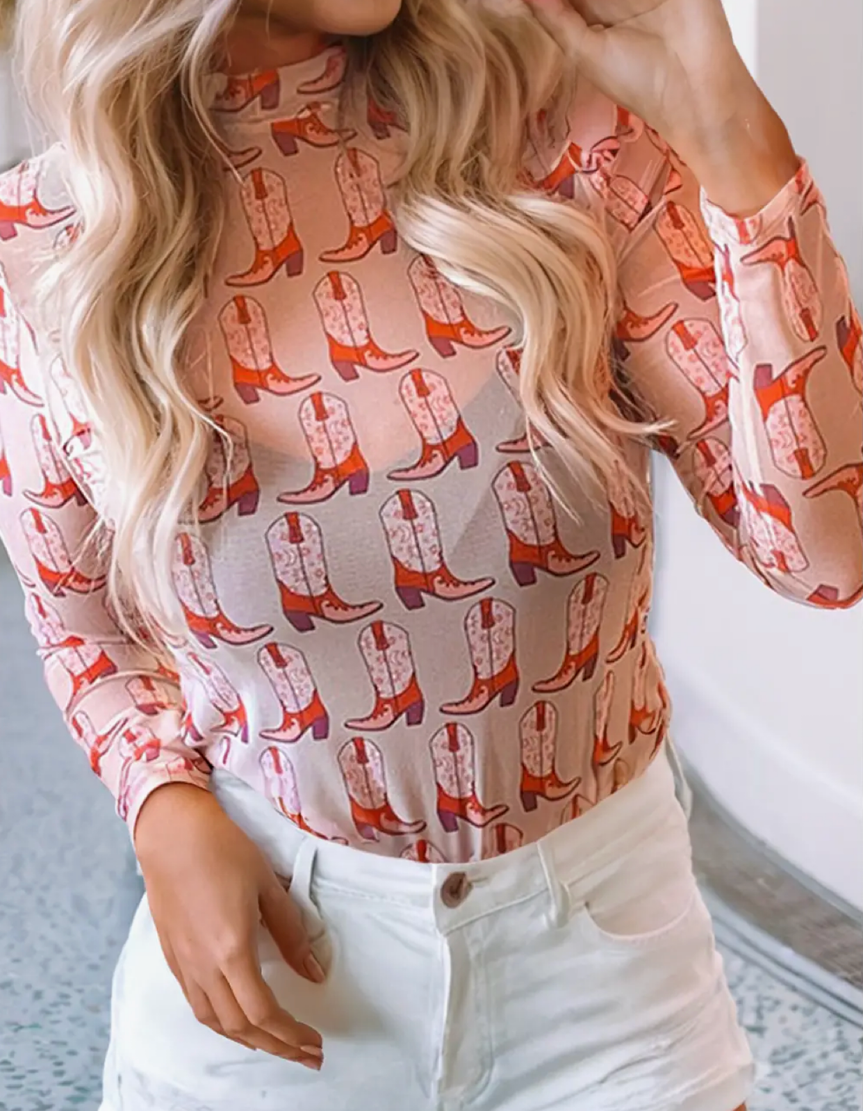 MESH BOOTS L/SLV TOP