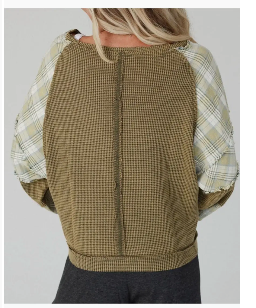 PLAID WAFFLE TOP
