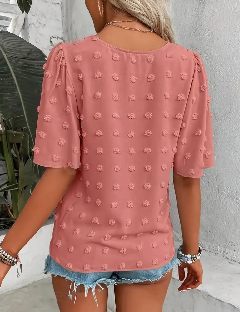 SWISS DOT/LACE FLUTTER SLV