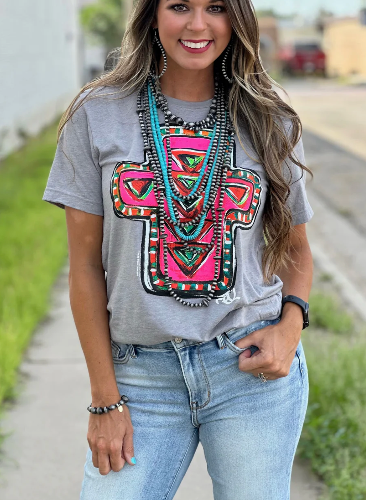 NEON PNT'D CROSS TEE
