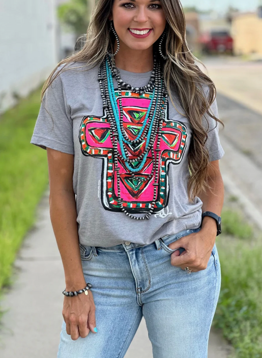 NEON PNT'D CROSS TEE
