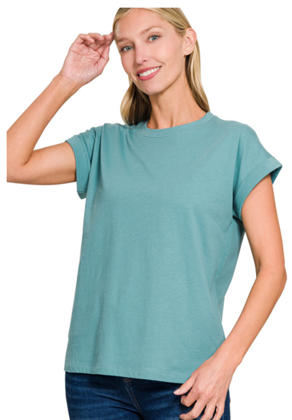 COTTON FOLDED S/SLV TEE