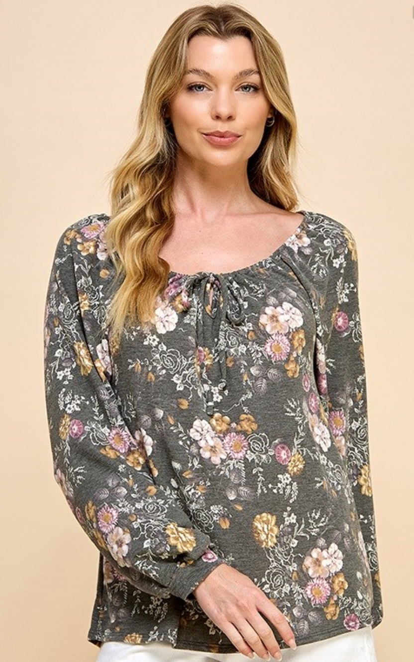 FLORAL L/SLV TOP