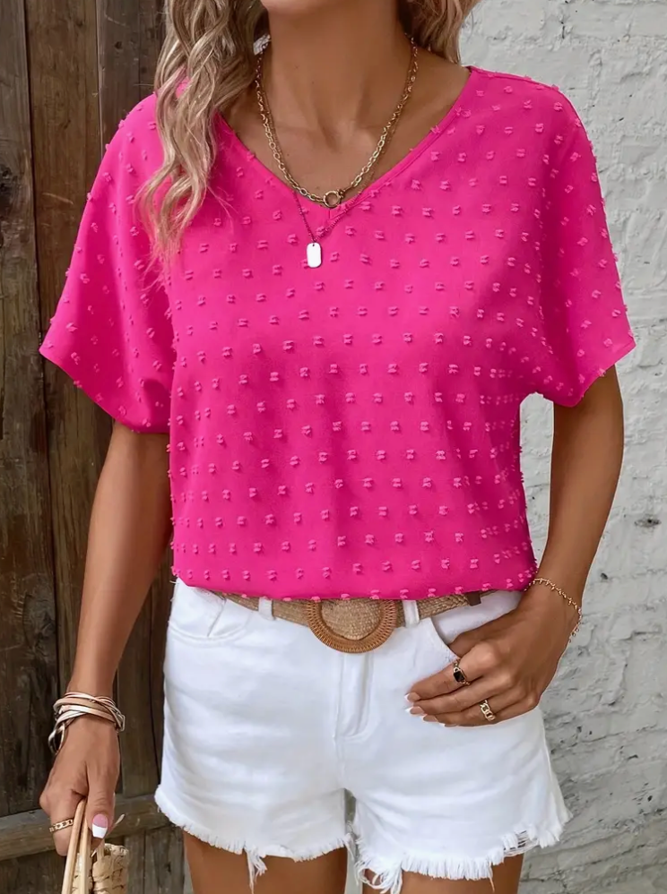 SWISS DOT VNECK TOP