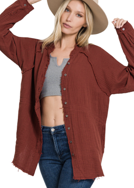 BUTTON GAUZE RAW EDGE