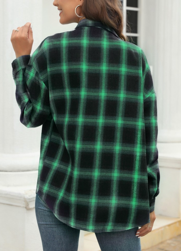 POLO COLLAR PLAID SHIRT
