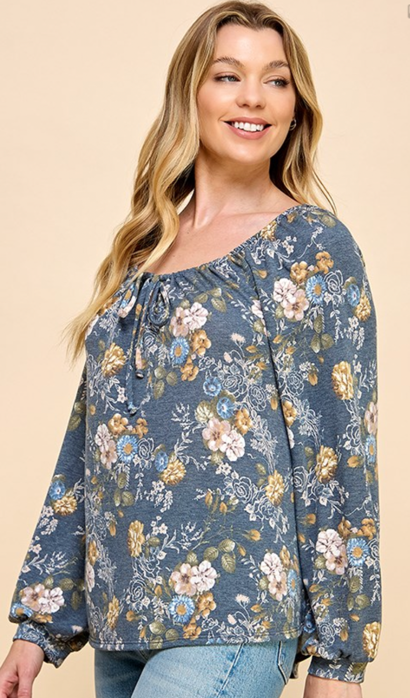 FLORAL L/SLV TOP