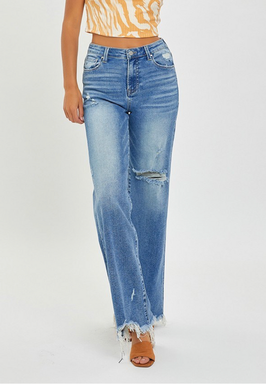 HR FRAYED HEM WIDELEG