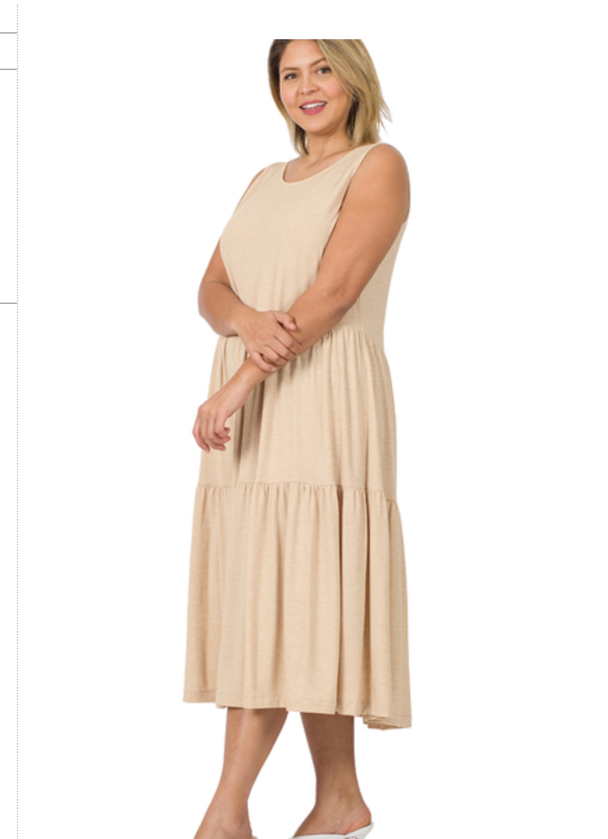 SLVLSS TIERED MIDI DRESS