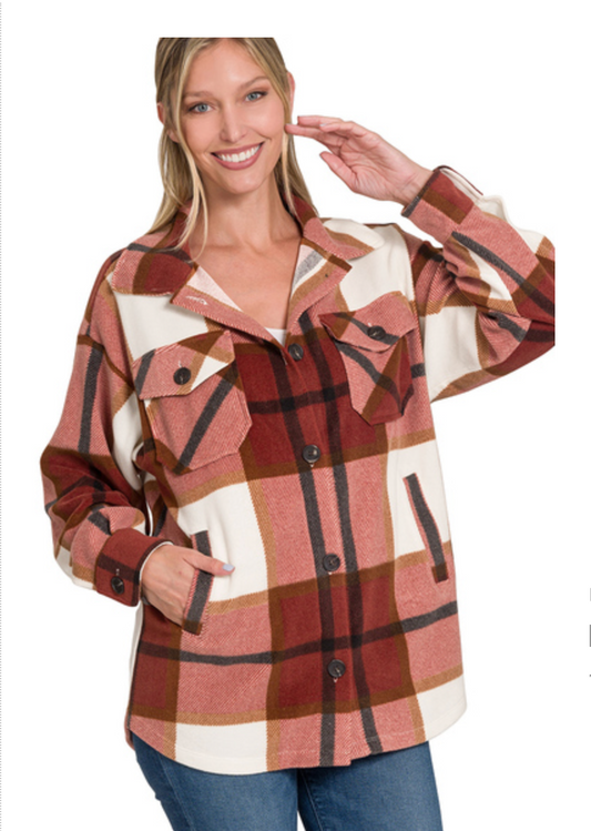 PLAID FLEECE SHACKET