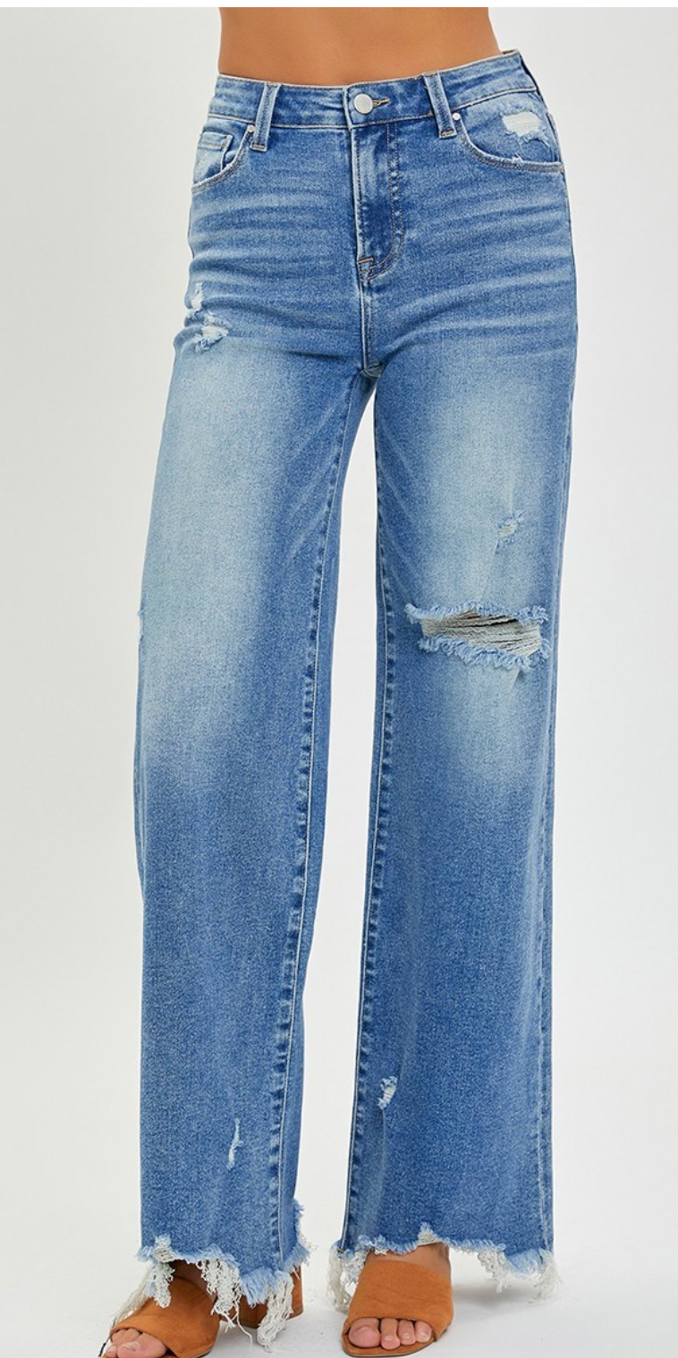HR FRAYED HEM WIDELEG