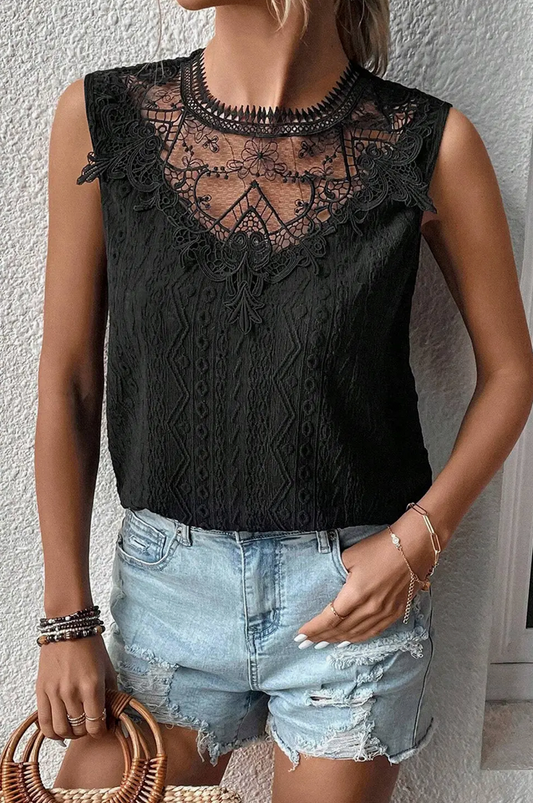 LACE KEYHOLE BACK TANK TOP