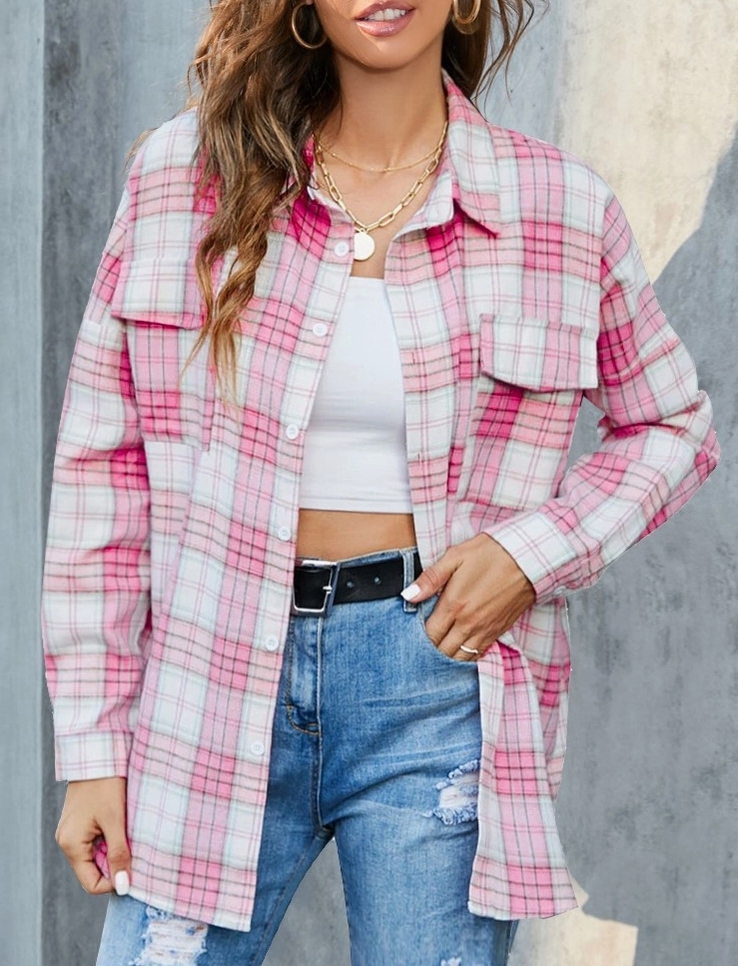 POLO COLLAR PLAID SHIRT
