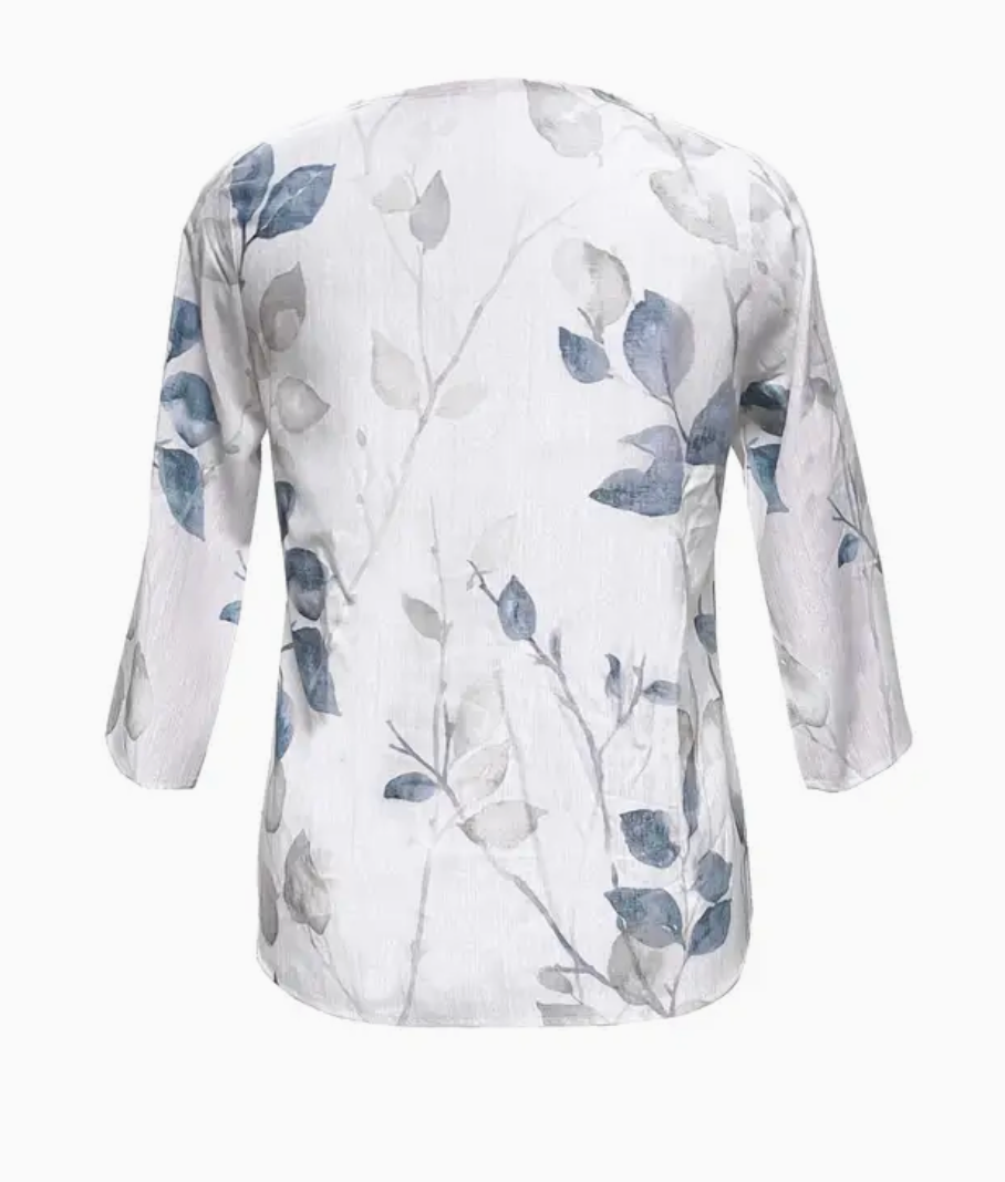 LEAF PRINT 3/4 SLV BLOUSE