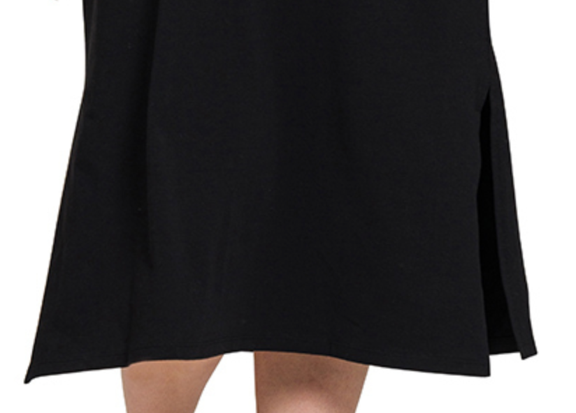 RD NECK S/SLV MIDI DRESS