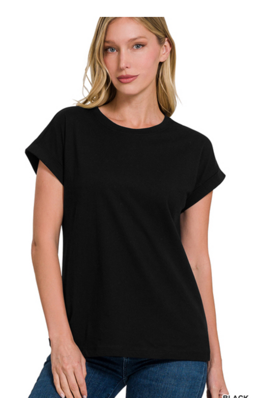 COTTON FOLDED S/SLV TEE