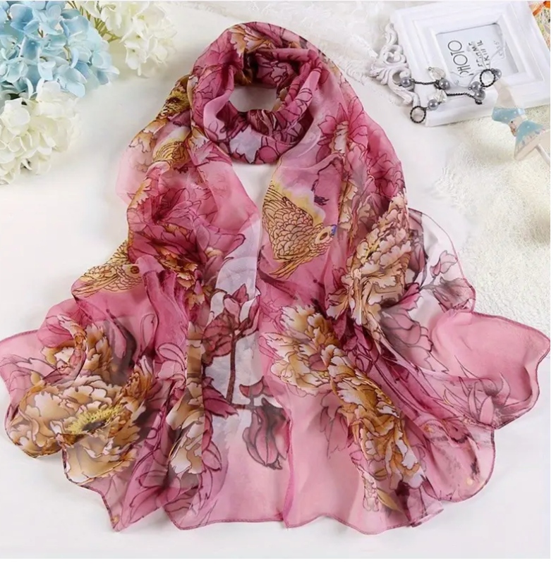 PEONY PATTERN SCARF