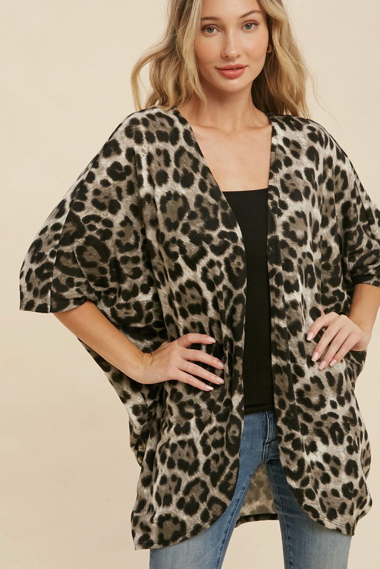 HACCI LEOPARD DOLMAN CARDI