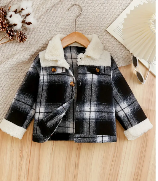 KIDS PLAID FLEECE SHACKET