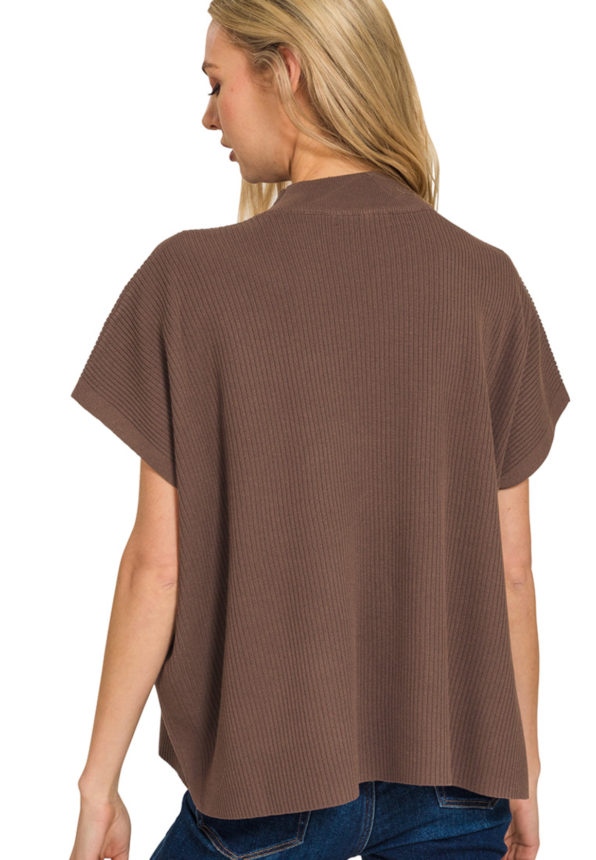 MOCK NECK S/SLV BOXY SWEATER