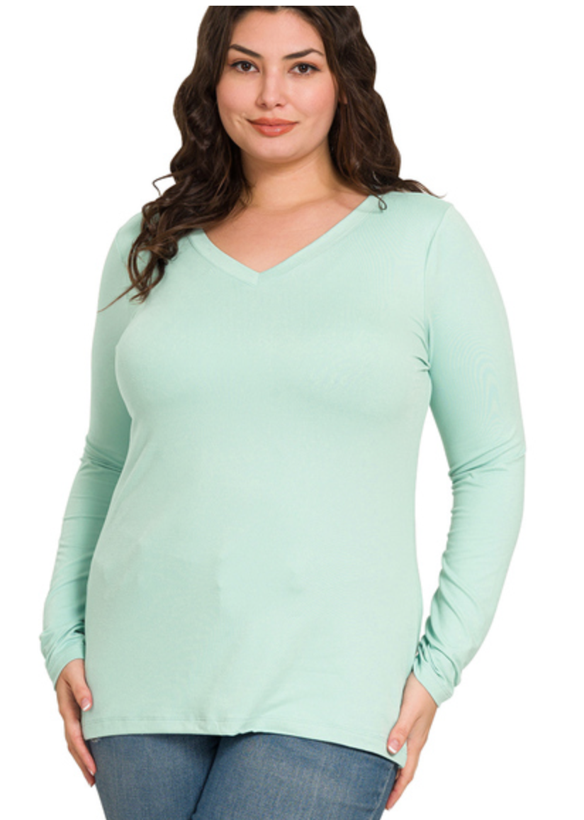 MF L/SLV VNECK TEE