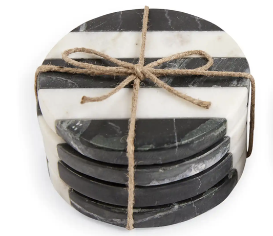 BLK/WHITE STRIPED COASTERS