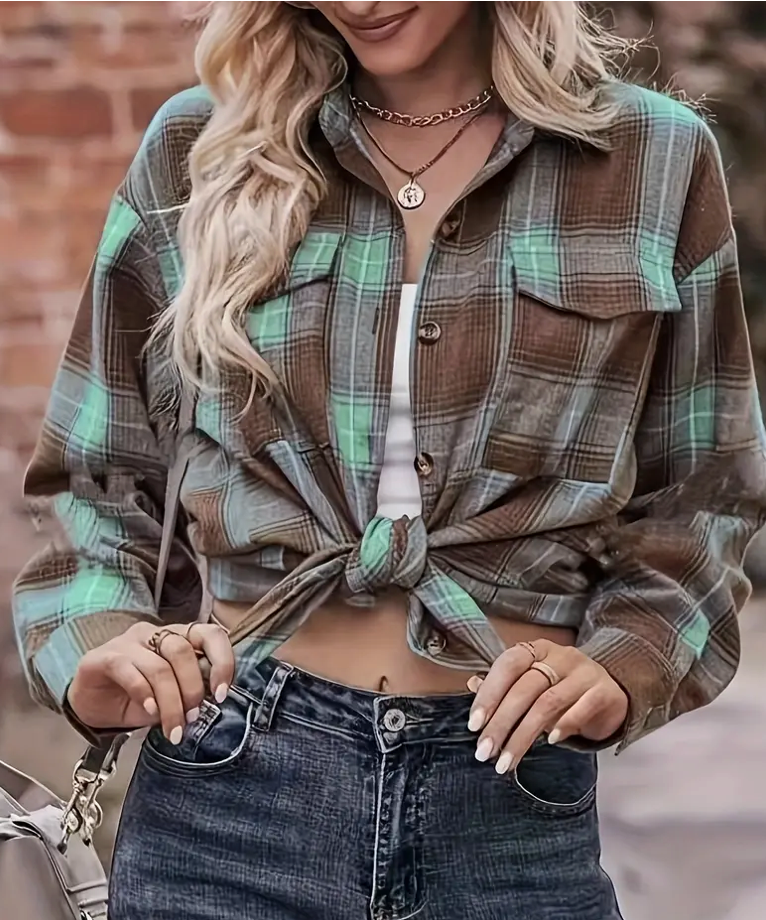 PLAID POCKET BUTTONDOWN